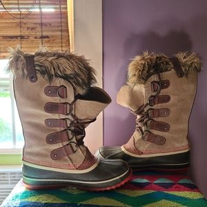 SOREL WATERPROOF BOOTS 💓 pink & tan fuzzy 💓